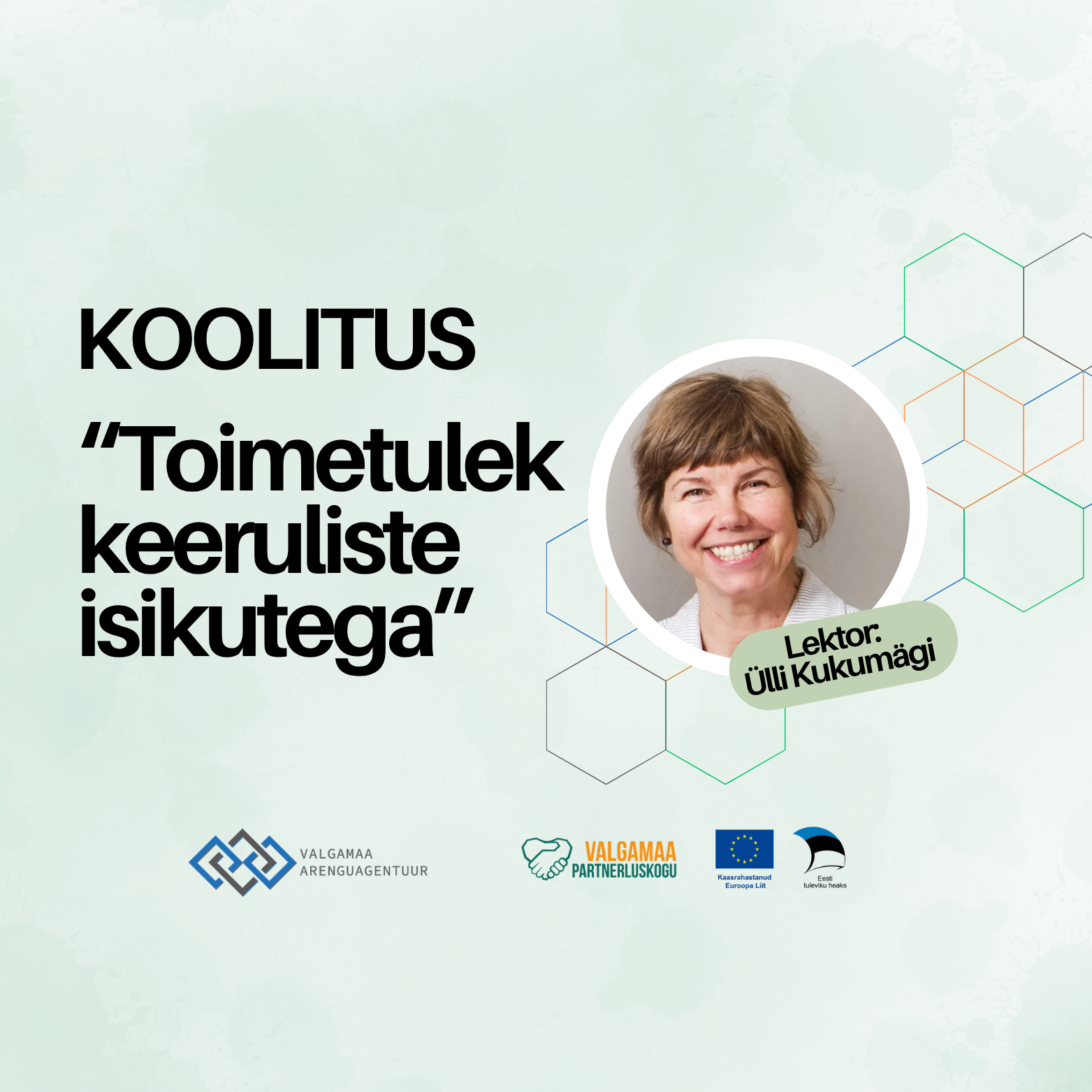Koolitus &ldquo;Toimetulek keeruliste isikutega,&rdquo; lektor Ülli Kukumägi<br>&nbsp;